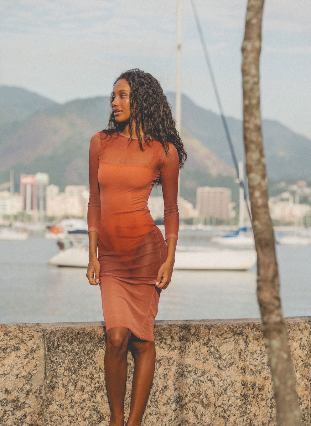 Vestido Lahaina Degradê + Body Terracota