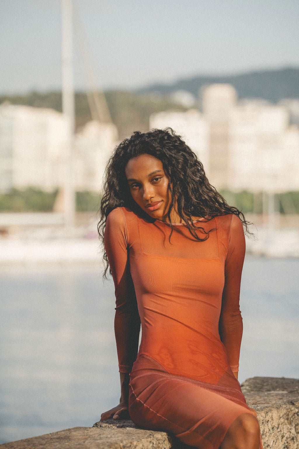 Vestido Lahaina Degradê + Body Terracota