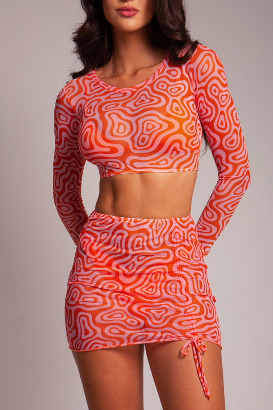 Conjunto Cropped + Saia Geometric