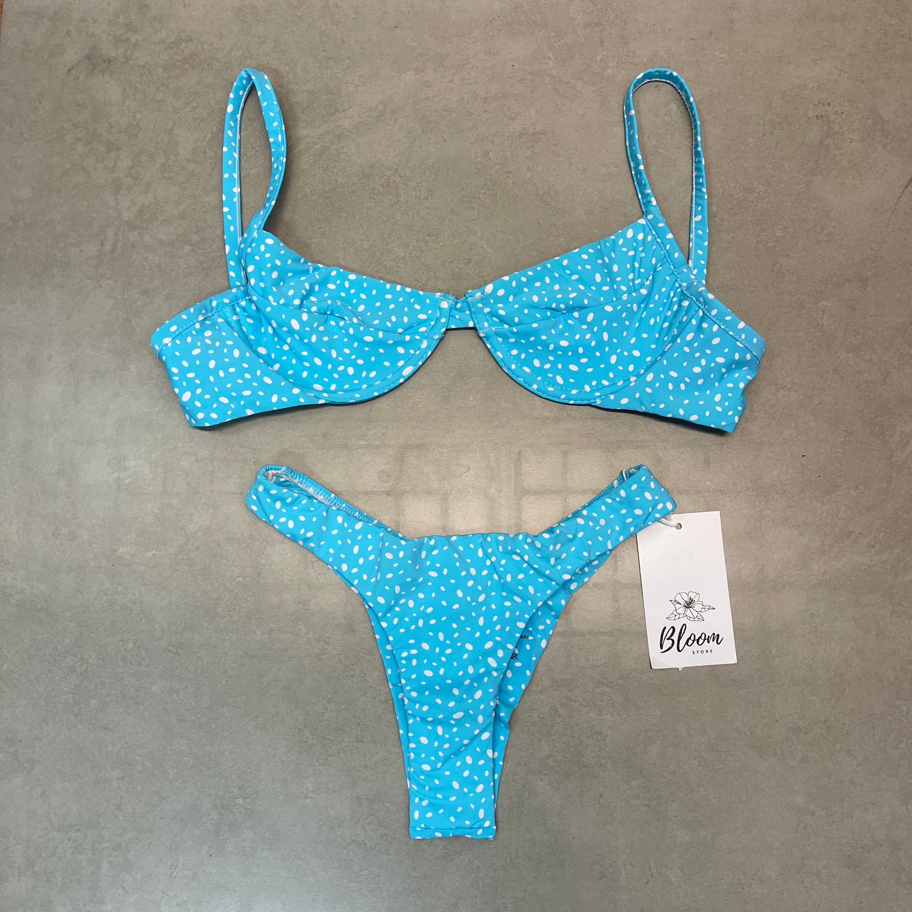 Bottom Frida Azul com Bolinha Branca