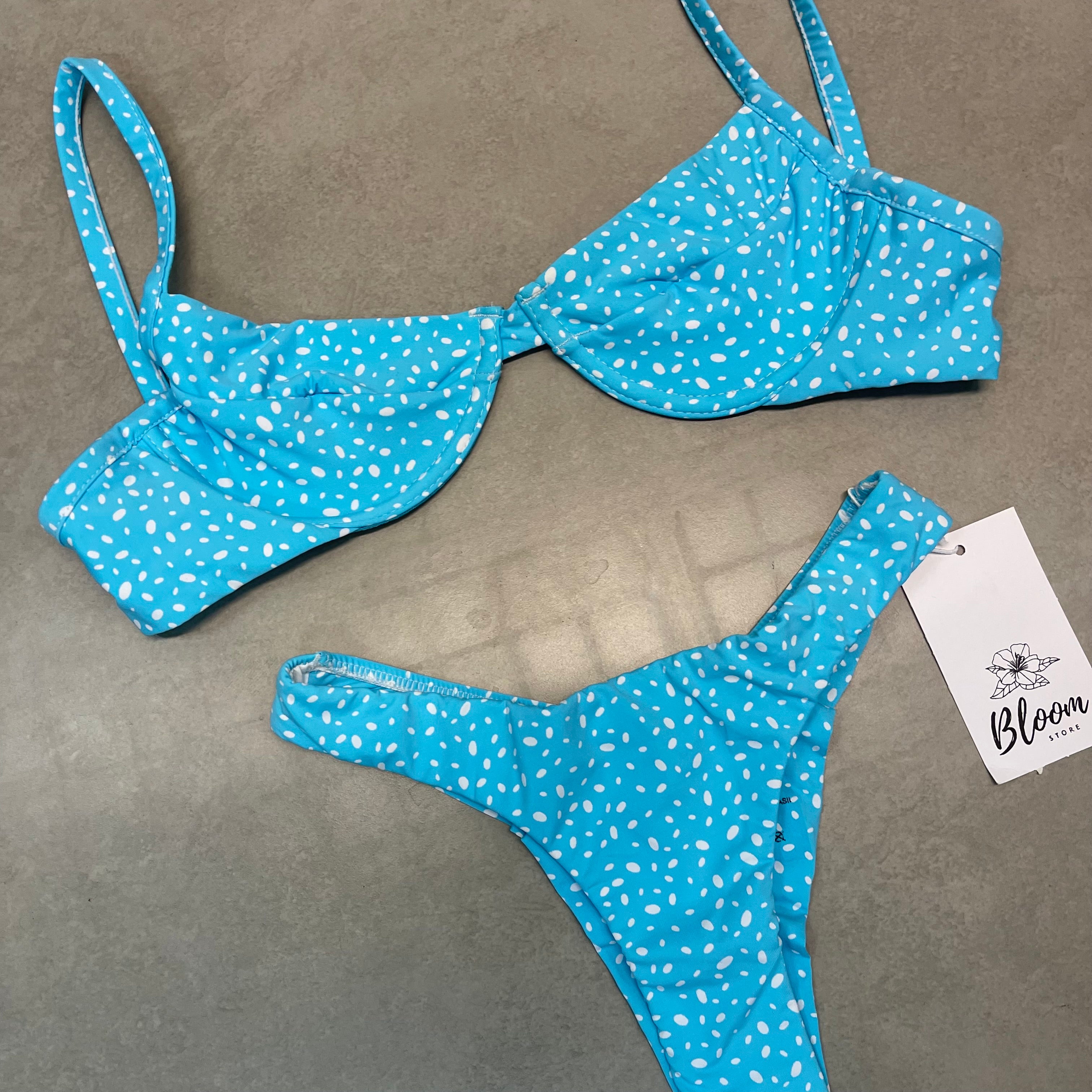 Bottom Frida Azul com Bolinha Branca